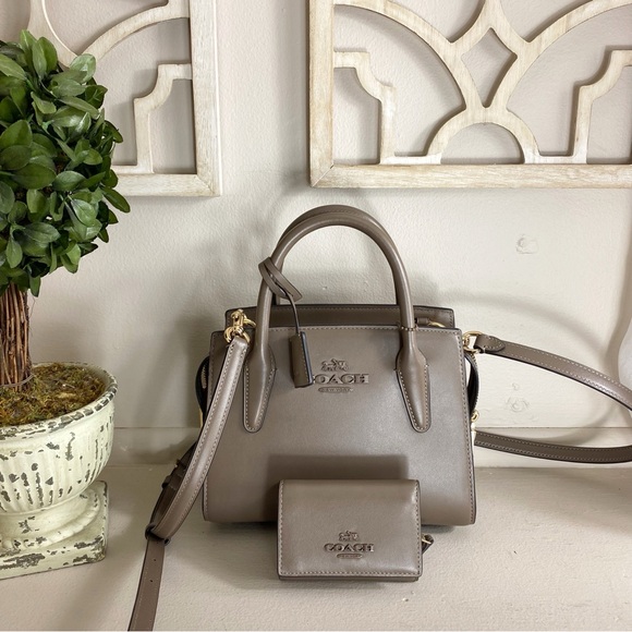 Coach Dark Stone Brown Andrea Carryall Crossbody Bag and Micro Wallet - Picture 16 of 16